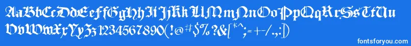 フォントSketchedCassiusBroken – 青い背景に白い文字