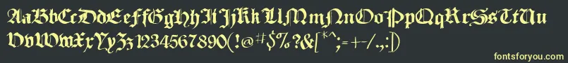 フォントSketchedCassiusBroken – 黒い背景に黄色の文字