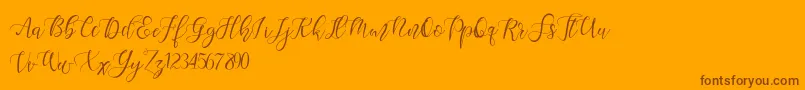 Sketchy Twisty Demo-Schriftart – Braune Schriften auf orangefarbenem Hintergrund
