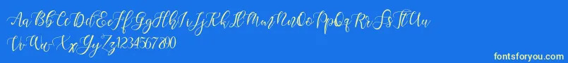 Sketchy Twisty Demo-Schriftart – Gelbe Schriften auf blauem Hintergrund