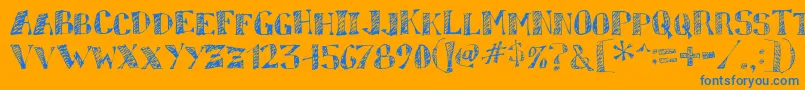 sketchy-Schriftart – Blaue Schriften auf orangefarbenem Hintergrund