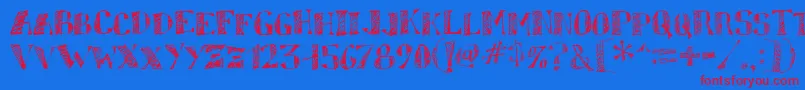 sketchy-Schriftart – Rote Schriften auf blauem Hintergrund