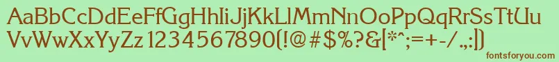 KorinthSerialRegularDb-fontti – ruskeat fontit vihreällä taustalla
