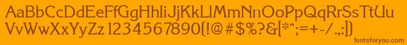 Fonte KorinthSerialRegularDb – fontes marrons em um fundo laranja