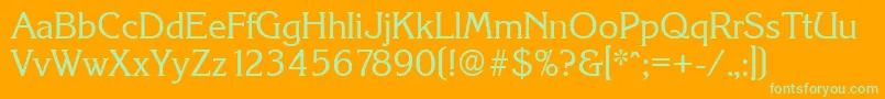 KorinthSerialRegularDb-Schriftart – Grüne Schriften auf orangefarbenem Hintergrund