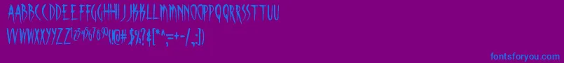 SKINA   -fontti – siniset fontit violetilla taustalla