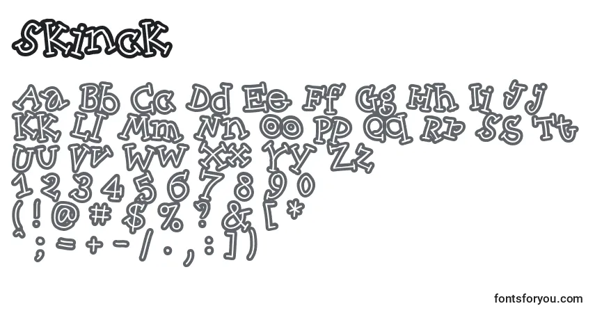 Czcionka Skinck   – alfabet, cyfry, specjalne znaki