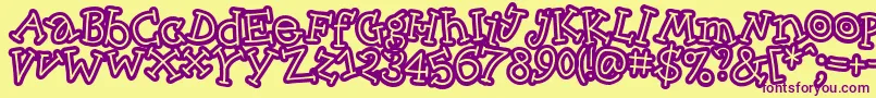 Skinck  -fontti – violetit fontit keltaisella taustalla