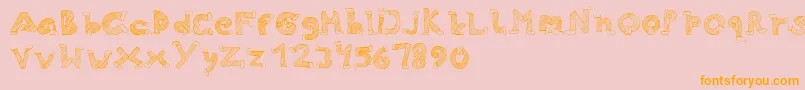 Skinny Jeans-Schriftart – Orangefarbene Schriften auf rosa Hintergrund