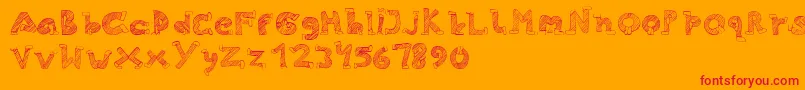 フォントSkinny Jeans – オレンジの背景に赤い文字