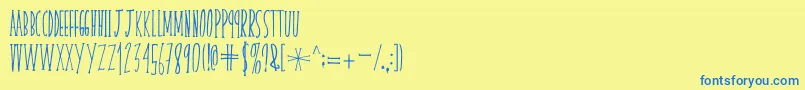 skinnyserifV2-fontti – siniset fontit keltaisella taustalla