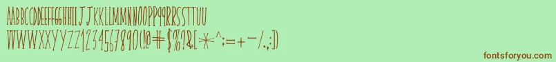 skinnyserifV2-fontti – ruskeat fontit vihreällä taustalla
