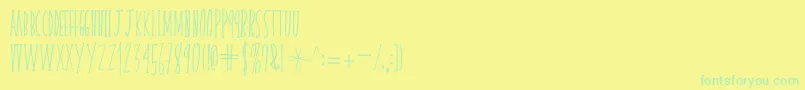 skinnyserifV2-fontti – vihreät fontit keltaisella taustalla