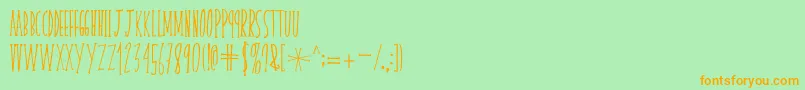 skinnyserifV2 Font – Orange Fonts on Green Background