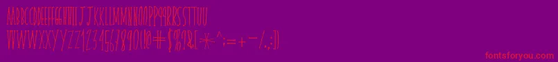 フォントskinnyserifV2 – 紫の背景に赤い文字