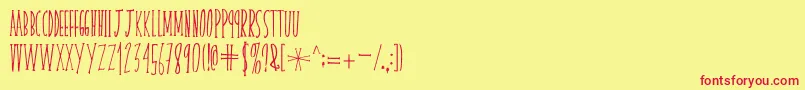 skinnyserifV2 Font – Red Fonts on Yellow Background