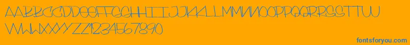 SkinnyStyle-Schriftart – Blaue Schriften auf orangefarbenem Hintergrund