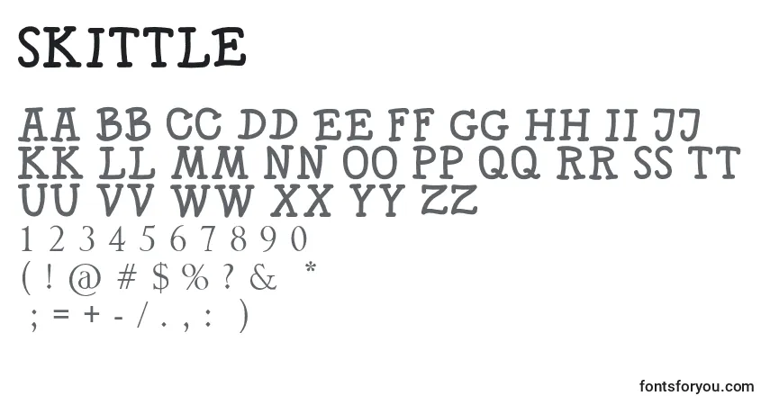 Czcionka SKITTLE – alfabet, cyfry, specjalne znaki