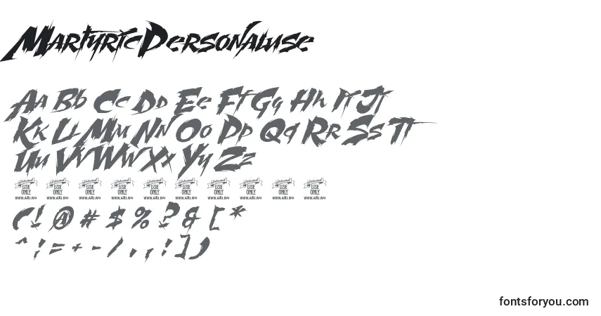 A fonte MartyricPersonaluse – alfabeto, números, caracteres especiais