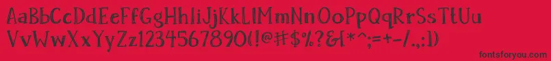 Fonte Skrawk Serif – fontes pretas em um fundo vermelho