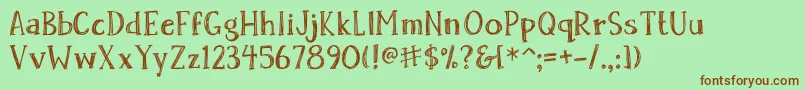 フォントSkrawk Serif – 緑の背景に茶色のフォント