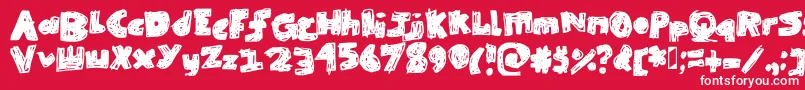 Fonte SkribbleBlack – fontes brancas em um fundo vermelho