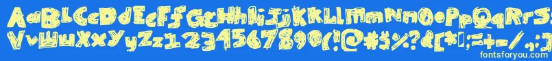 SkribbleBlack Font – Yellow Fonts on Blue Background