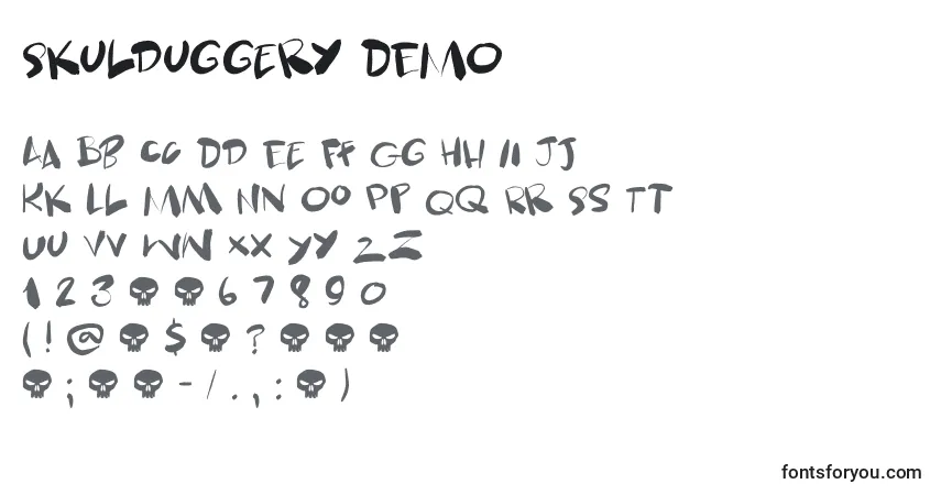 Шрифт Skulduggery DEMO – алфавит, цифры, специальные символы