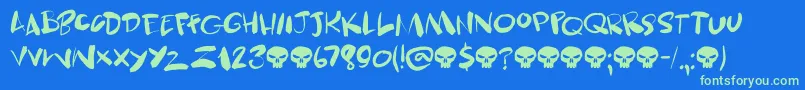 Skulduggery DEMO Font – Green Fonts on Blue Background