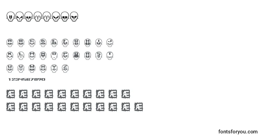 Шрифт Skullcap (141108) – алфавит, цифры, специальные символы