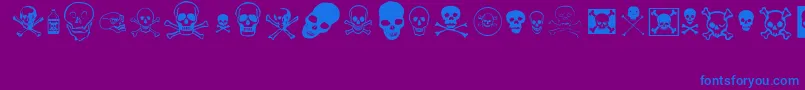 skullz-Schriftart – Blaue Schriften auf violettem Hintergrund