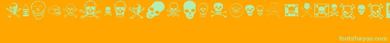 skullz-Schriftart – Grüne Schriften auf orangefarbenem Hintergrund