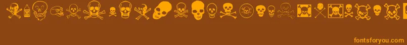 skullz-Schriftart – Orangefarbene Schriften auf braunem Hintergrund