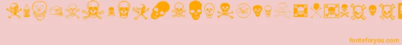 skullz-Schriftart – Orangefarbene Schriften auf rosa Hintergrund