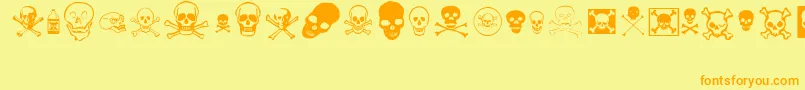 skullz-Schriftart – Orangefarbene Schriften auf gelbem Hintergrund