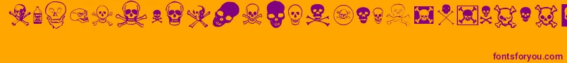 skullz-Schriftart – Violette Schriften auf orangefarbenem Hintergrund