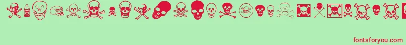 skullz-Schriftart – Rote Schriften auf grünem Hintergrund