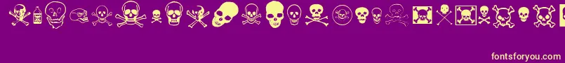 Fonte skullz – fontes amarelas em um fundo roxo