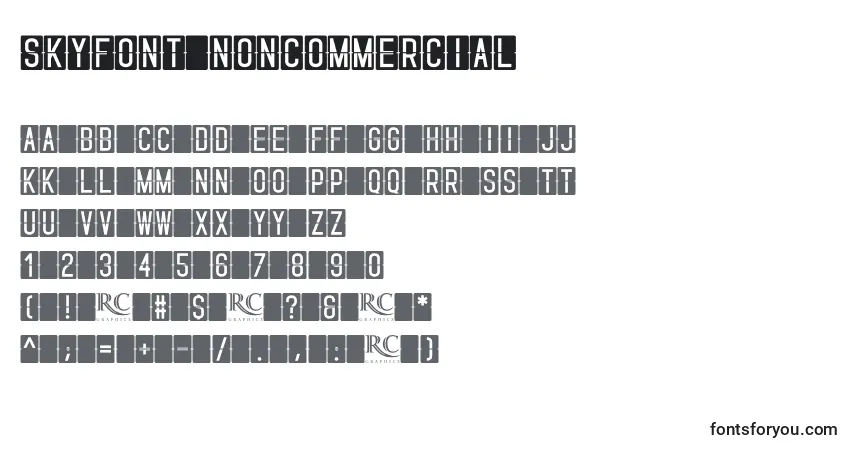Czcionka Skyfont NonCommercial – alfabet, cyfry, specjalne znaki