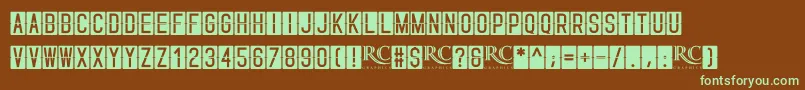 Skyfont NonCommercial-Schriftart – Grüne Schriften auf braunem Hintergrund