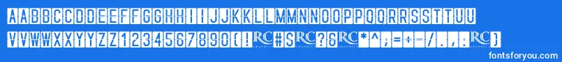 Skyfont NonCommercial-Schriftart – Weiße Schriften auf blauem Hintergrund