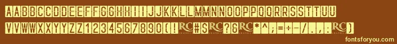 Skyfont NonCommercial-Schriftart – Gelbe Schriften auf braunem Hintergrund