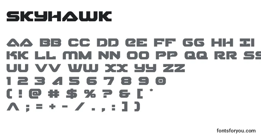 Schriftart Skyhawk (141114) – Alphabet, Zahlen, spezielle Symbole