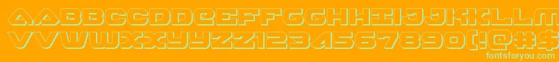 skyhawk3d-Schriftart – Grüne Schriften auf orangefarbenem Hintergrund