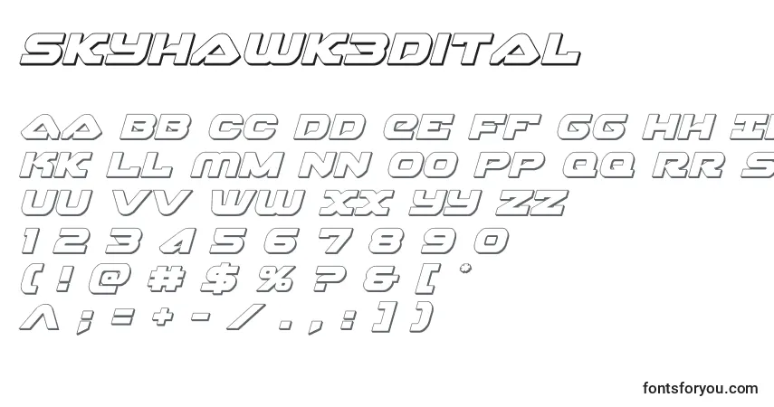 Schriftart Skyhawk3dital (141118) – Alphabet, Zahlen, spezielle Symbole