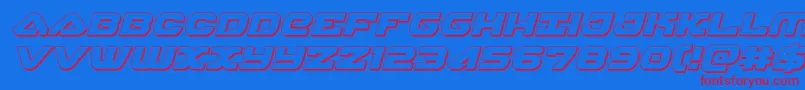 フォントskyhawk3dital – 赤い文字の青い背景