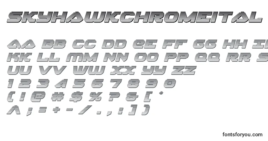 Schriftart Skyhawkchromeital (141122) – Alphabet, Zahlen, spezielle Symbole