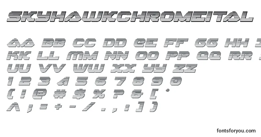 A fonte Skyhawkchromeital (141123) – alfabeto, números, caracteres especiais