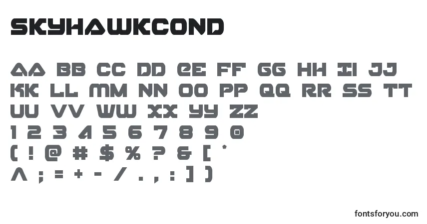 A fonte Skyhawkcond (141125) – alfabeto, números, caracteres especiais
