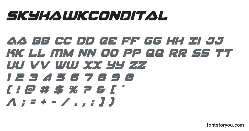 Czcionka Skyhawkcondital (141126) – alfabet, cyfry, specjalne znaki